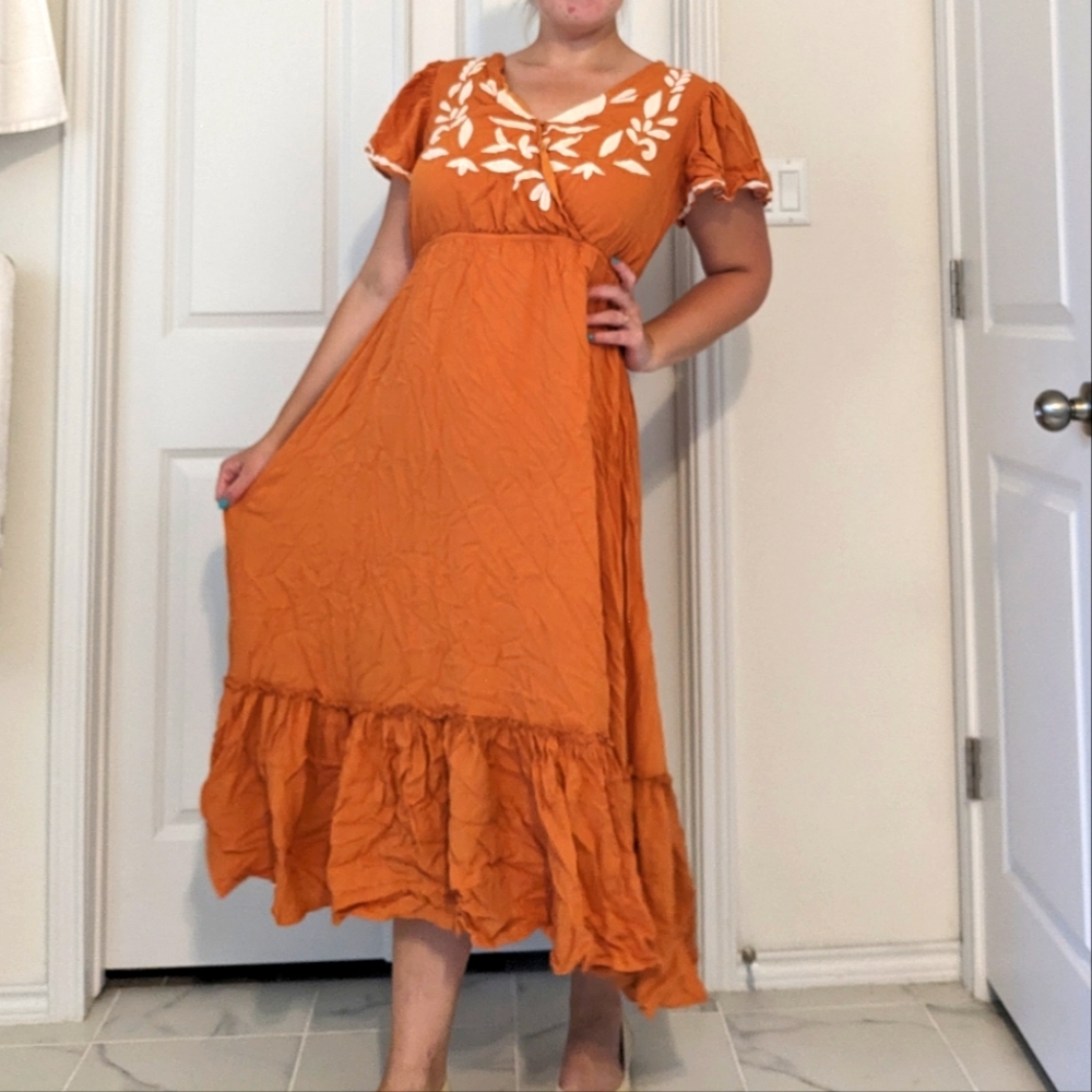 Burnt Orange HEB Plus Maxi dress, size L
